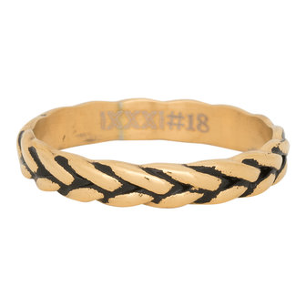 iXXXi Ring 4mm Edelstaal Wheat Knot Goud-kleurig