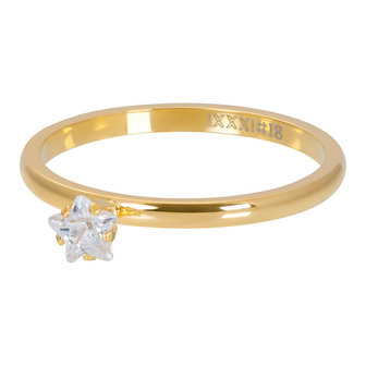 iXXXi Ring 2mm Star Crystal Stone Goudkleurig