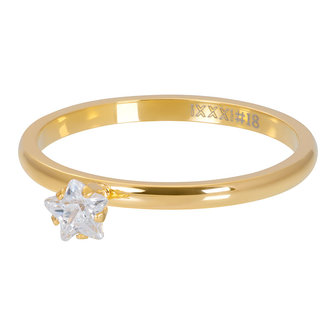 iXXXi Ring 2mm Star Crystal Stone Goudkleurig