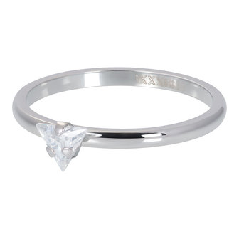 iXXXi Ring 2mm Triangle Crystal Stone Zilverkleurig