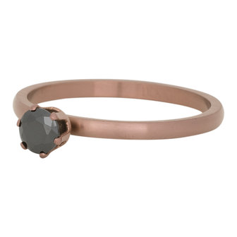 iXXXi Ring 2mm Edelstaal Crown Black Diamond Koper-kleurig
