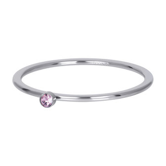 iXXXi Ring 1mm Zilverkleurig Zirkonia 1 Stone Pink Crystal