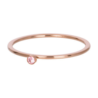 iXXXi Ring 1mm Rose Goudkleurig Zirkonia 1 Stone Pink Crystal