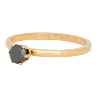 iXXXi Ring 2mm Edelstaal Crown Black Diamond Goud-kleurig