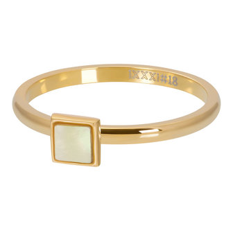 iXXXi Ring 2mm Yellow Shell Stone Square Goudkleurig 