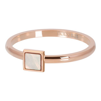 iXXXi Ring 2mm Pink Shell Stone Square Rose Goudkleurig 