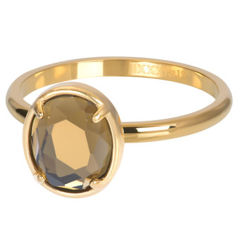 iXXXi Ring 2mm Glam Oval Topaz Goudkleurig