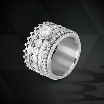 iXXXi Ring 4mm Big Circle Stone Rose Goudkleurig