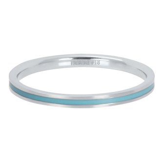 iXXXi Ring 2mm Line Turquoise Zilverkleurig