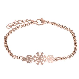 iXXXi Armband Snow Flake Rose Goudkleurig 17cm + 3cm