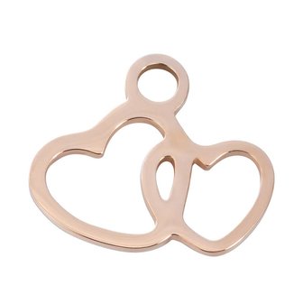 iXXXi Charm 2 Hearts Rose Goudkleurig