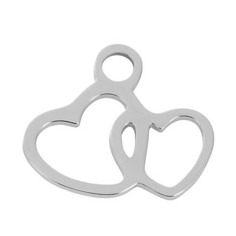 iXXXi Charm 2 Hearts Zilverkleurig