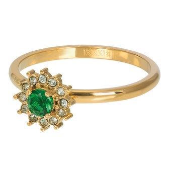 iXXXi Ring 2mm Lucia Emerald Goudkleurig