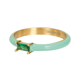 iXXXi Fame Ring 2mm Glossy Green Goudkleurig