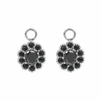 iXXXi Hoop Charms Party Black Cz Zilverkleurig