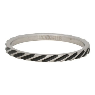 iXXXi Ring 2mm Edelstaal Slanting Stripes Zilver-kleurig