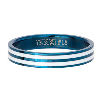 iXXXi Ring 4mm Blauw Double Line White