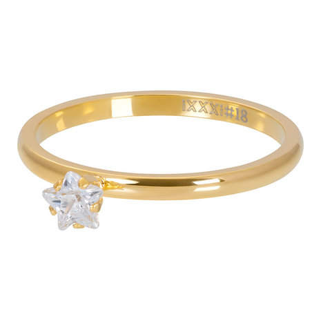 iXXXi Ring 2mm Star Crystal Stone Goudkleurig