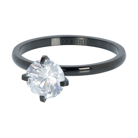 iXXXi Ring 2mm Zwart Secure Stone Crystal
