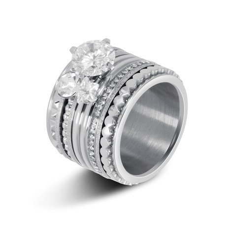 iXXXi Ring 2mm Star Crystal Stone Zilverkleurig