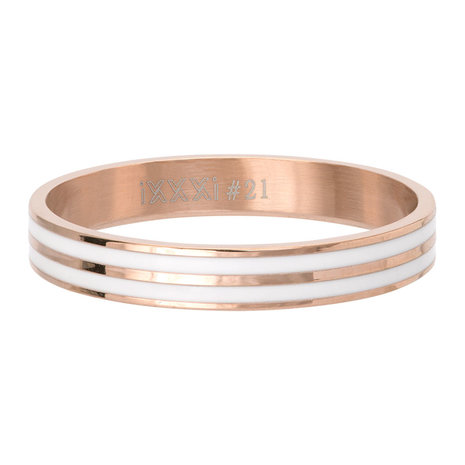 iXXXi Ring 4mm Rose Goudkleurig Double Line White