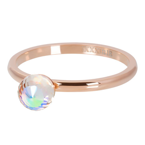 iXXXi Ring 2mm Crystal Glass Ball AB Rose Goudkleurig 