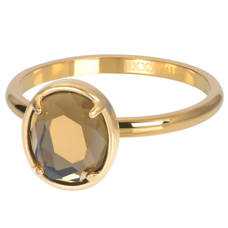 iXXXi Ring 2mm Glam Oval Topaz Goudkleurig