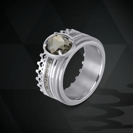 iXXXi Ring 2mm Glam Oval Crystal Zilverkleurig