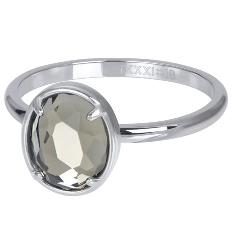 iXXXi Ring 2mm Glam Oval Crystal Zilverkleurig