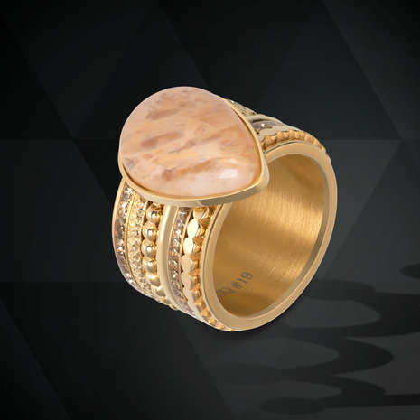 iXXXi Ring 2mm Royal Stone Drop Champagne Rose Goudkleurig