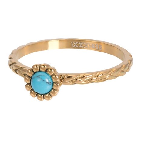 iXXXi Ring 2mm Inspired Turquoise Goudkleurig