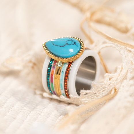 iXXXi Ring 2mm Rhapsody Turquoise Goudkleurig