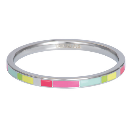 iXXXi Ring 2mm Line Multi Color Zilverkleurig