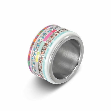 iXXXi Ring 2mm Line Multi Color Zilverkleurig