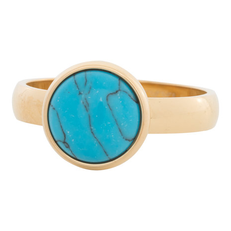 iXXXi Ring 4mm Edelstaal Goudkleurig 12mm Turquoise