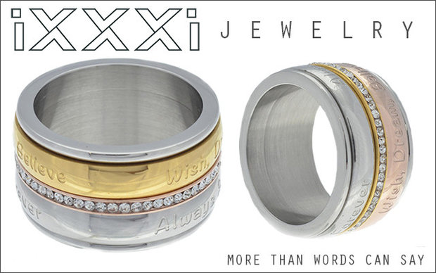 iXXXi Ring 4mm Edelstaal Zilverkleurig 12mm Turquoise