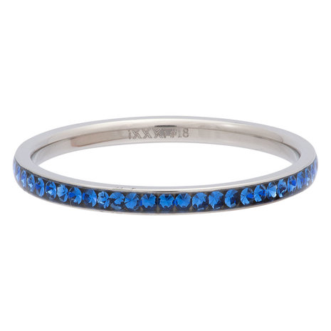 iXXXi Ring 2mm Edelstaal Zilverkleurig Zirkonia Capri Blue