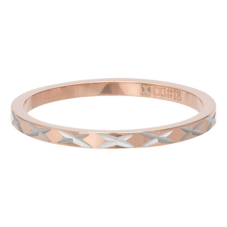 iXXXi Ring 2mm Edelstaal X Row Rose Goudkleurig