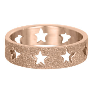 iXXXi Ring 6mm Rose Goudkleurig Open Stars Sandblasted