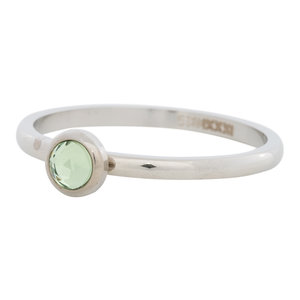 iXXXi Ring 2mm Edelstaal Zilverkleurig Natuursteen Light Green