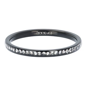 iXXXi Ring 2mm Stainless Steel  Small Black Zirkonia Crystal