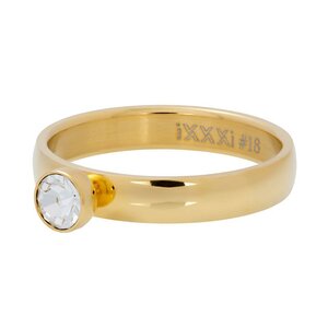 iXXXi Ring 4mm Edelstaal Goudkleurig Diamant Zirkonia Crystal