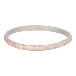 iXXXi Ring 2mm Rope Edelstaal Zilverkleurig en Rose Goudkleurig