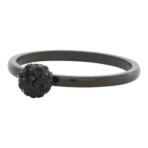 iXXXi Ring 2mm Edelstaal Black Ball Fill Black Crystal