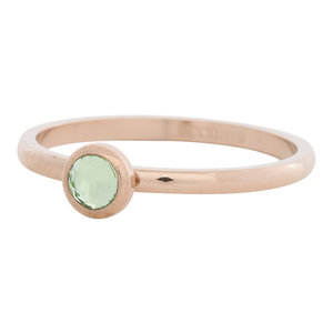 iXXXi Ring 2mm Edelstaal Rose oud Natuursteen Light Green