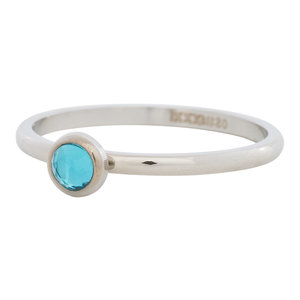 iXXXi Ring 2mm Edelstaal Zilverkleurig Natuursteen Water Blue