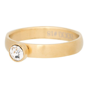 iXXXi Ring 4mm Edelstaal Mat Goudkleurig Diamant Zirkonia Crystal