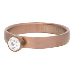 iXXXi Ring 4mm Edelstaal Mat Bruin Diamant Zirkonia Crystal