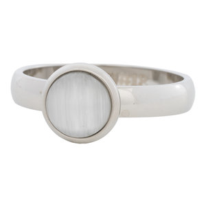iXXXi Ring 4mm Edelstaal Zilverkleurig 10mm Cateye White