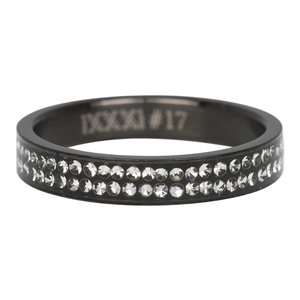 iXXXi Ring 4mm Edelstaal Zwart Double Zirkonia